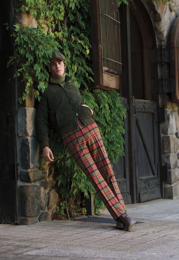 Paul Stuart Suede Blouson & Plaid Trouser Look, image 1