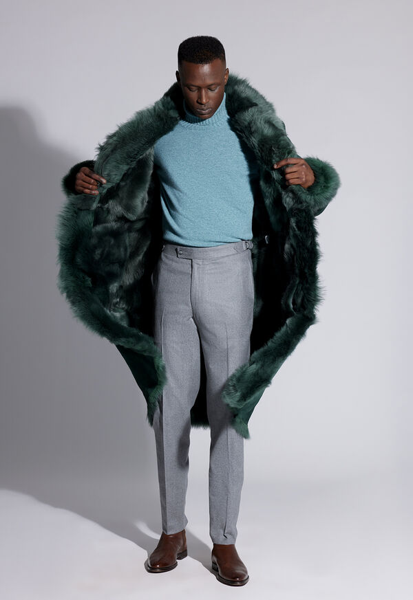 Paul Stuart Bottle Green Long Shearling Jacket Look, image 1