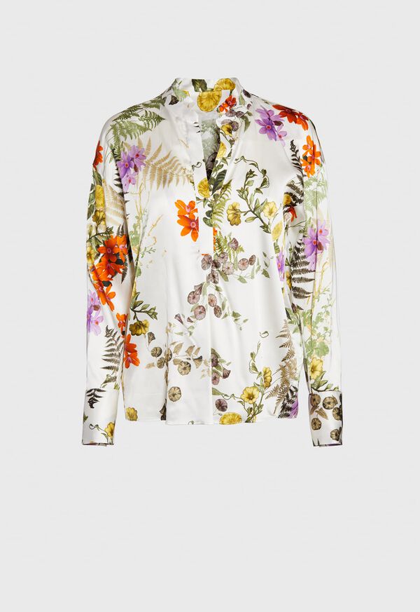 Paul Stuart Button Front Floral Print Blouse, image 1