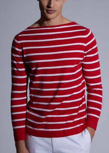 Paul Stuart Cotton & Cashmere Boat Neck Stripe Pullover