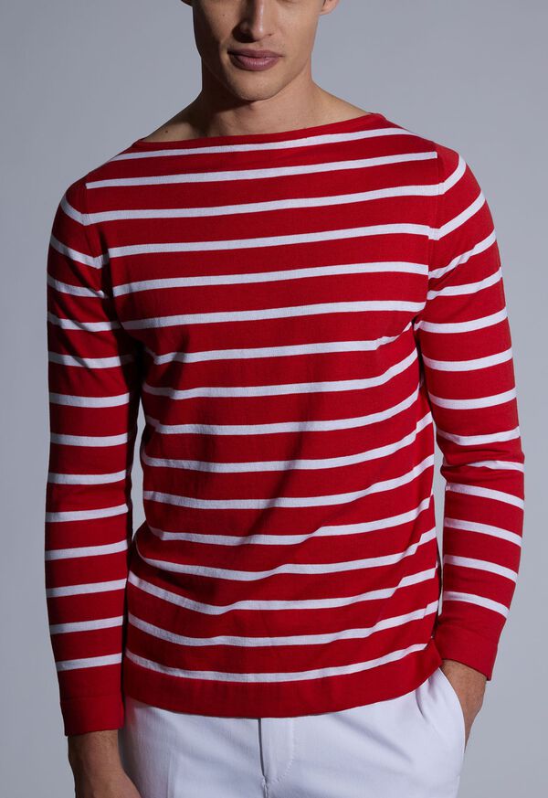 Paul Stuart Cotton & Cashmere Boat Neck Stripe Pullover, image 2