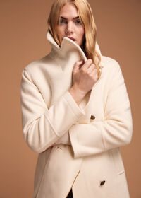 Paul Stuart Long Wool Blend Ivory Peacoat, thumbnail 2