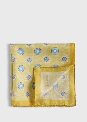 Paul Stuart Printed Silk Medallion Pocket Square
