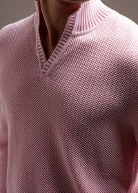 Paul Stuart Cotton Open Collar Birdseye Stitch Sweater, thumbnail 9