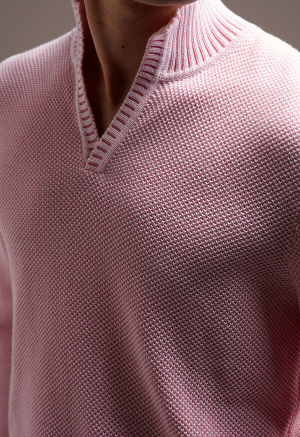 Paul Stuart Cotton Open Collar Birdseye Stitch Sweater, image 4