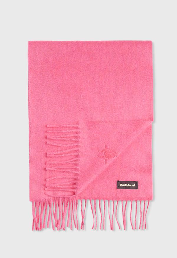 Paul Stuart Cashmere Solid Color Scarf with Embroidered Logo, image 13