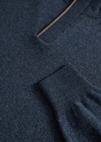 Paul Stuart Cashmere Quarter Zip With Suede Trim, thumbnail 2