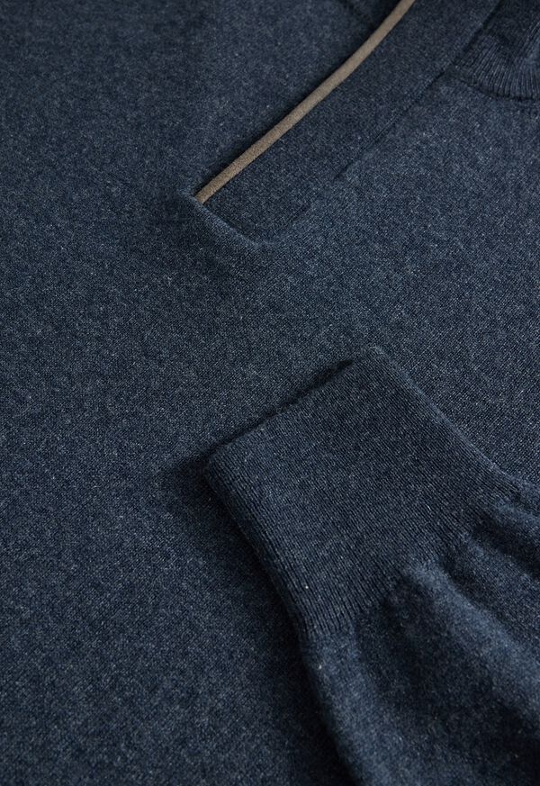 Paul Stuart Cashmere Quarter Zip With Suede Trim, image 2