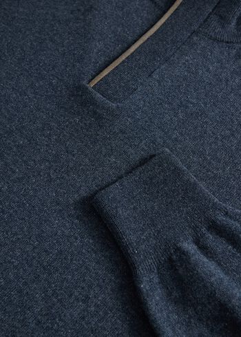Paul Stuart Cashmere Quarter Zip With Suede Trim