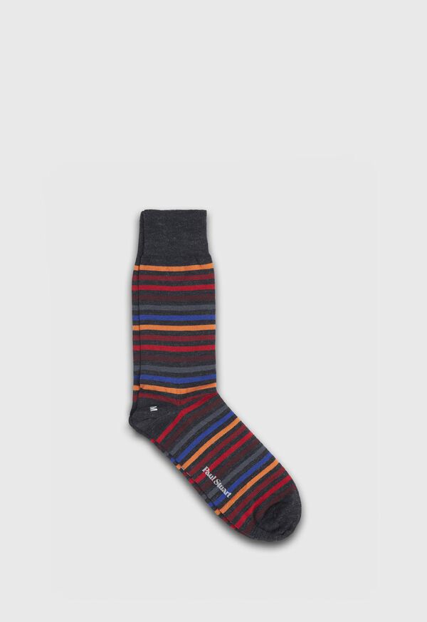 Paul Stuart Wool Blend Multicolor Stripe Sock, image 1