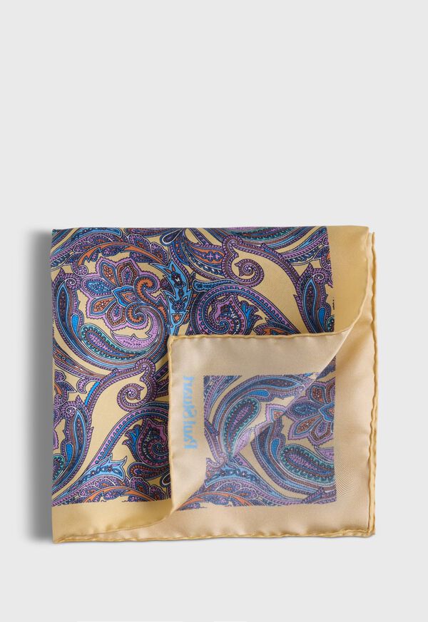 Paul Stuart Printed Silk Paisley Pocket Square, image 1