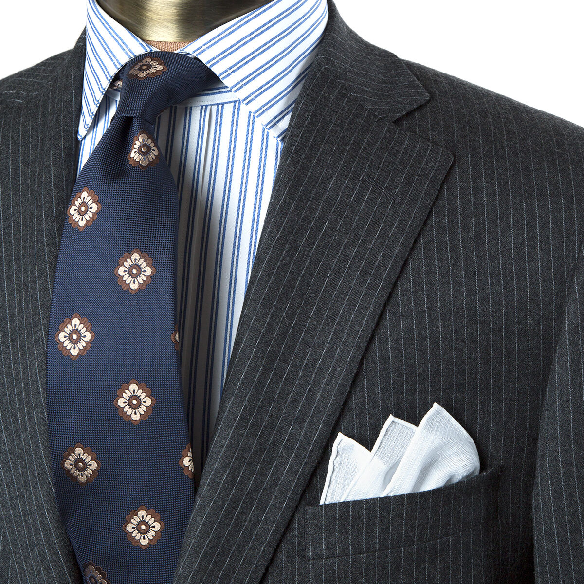 Stuart Fit Narrow Chalk Stripe Wool Suit