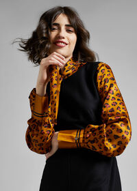 Paul Stuart Silk Leopard Print Blouse, thumbnail 4