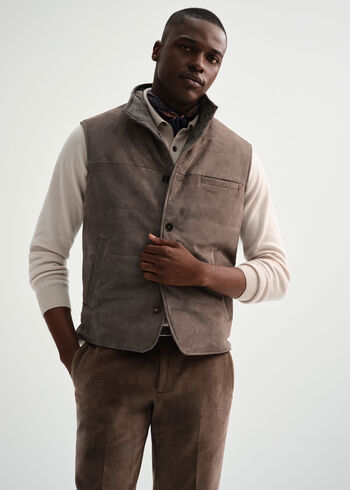 Paul Stuart Suede Vest with Flannel Lining