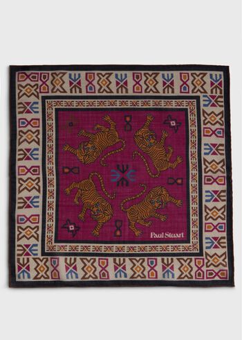 Paul Stuart Wool & Silk Tiger Print Pocket Square