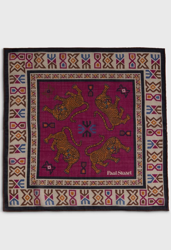 Paul Stuart Wool & Silk Tiger Print Pocket Square, image 2