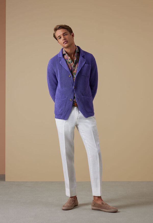 Paul Stuart Lavender Knit Jacket with Paisley Shirt Look, image 1