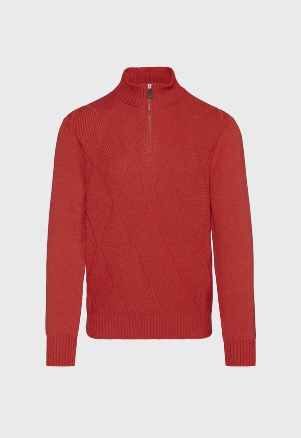 Paul Stuart Cashmere Parquet Stitch Quarter Zip Sweater, image 1