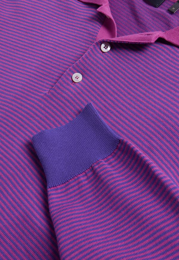 Paul Stuart Cotton Stripe Long Sleeve Polo, image 4