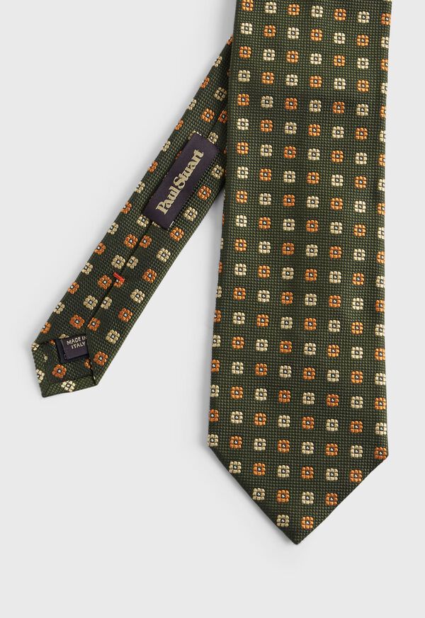 Paul Stuart Woven Silk Two Color Floral Medallion Tie