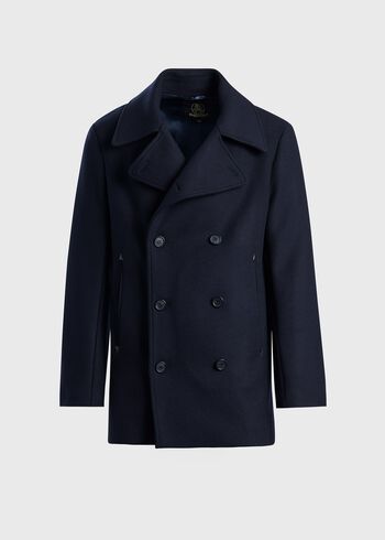 Paul Stuart Modern Peacoat with Leather Detail
