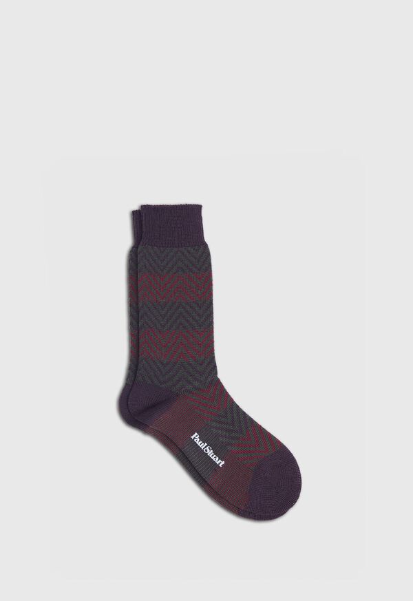 Paul Stuart Wool Blend Chevron Stripe Sock, image 1