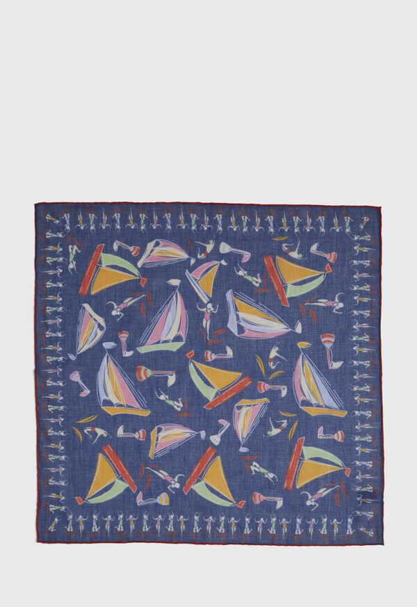 Paul Stuart Vintage Beach Scene Pocket Square, image 3