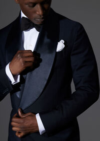 Paul Stuart Double Breasted Satin Shawl Lapel Tuxedo, thumbnail 3