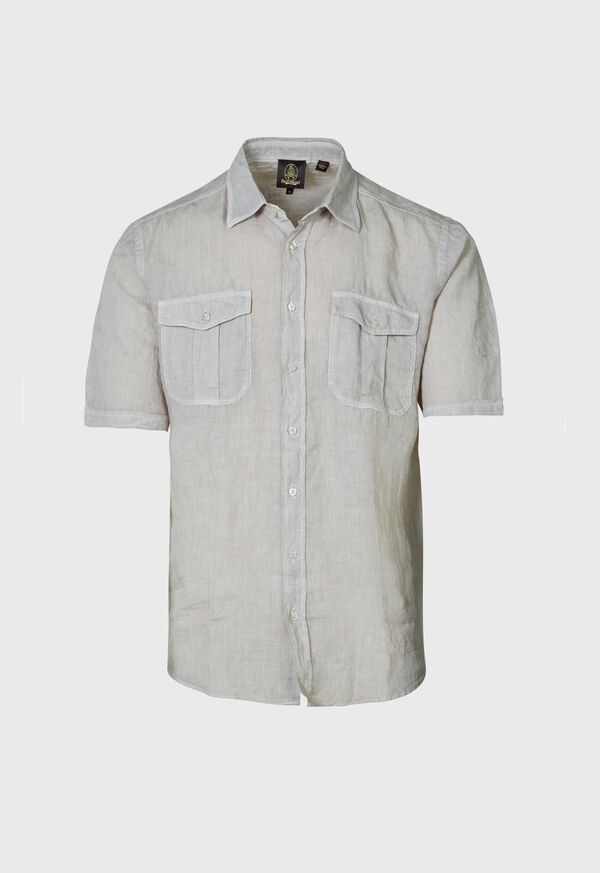 Paul Stuart Washed Linen Military Style Shirt, image 1
