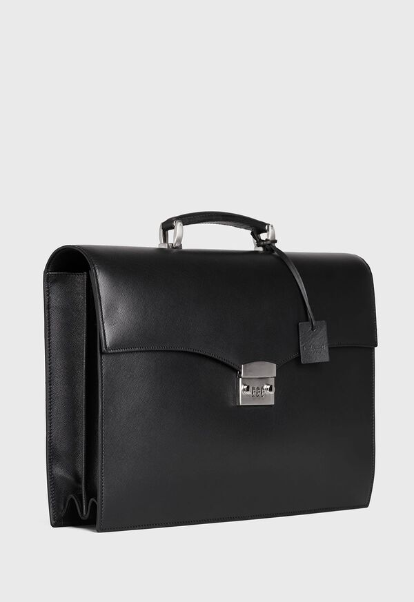 Paul Stuart Single Gusset Briefcase With Curved Front Pocket, image 2