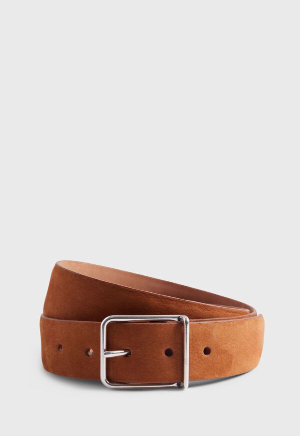 Paul Stuart Suede Belt with Nickel Buckle, image 1