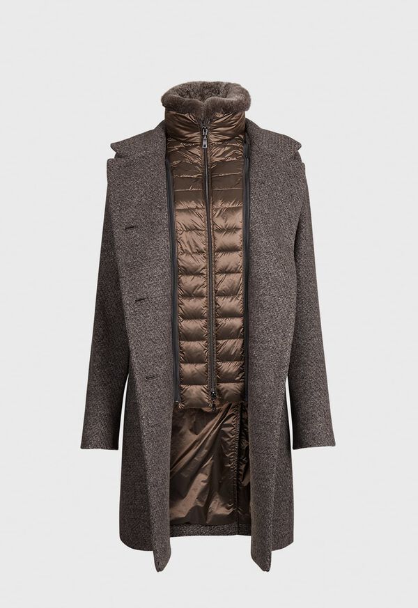 Paul Stuart Tweed Coat with Removable Vest & Fur, image 2
