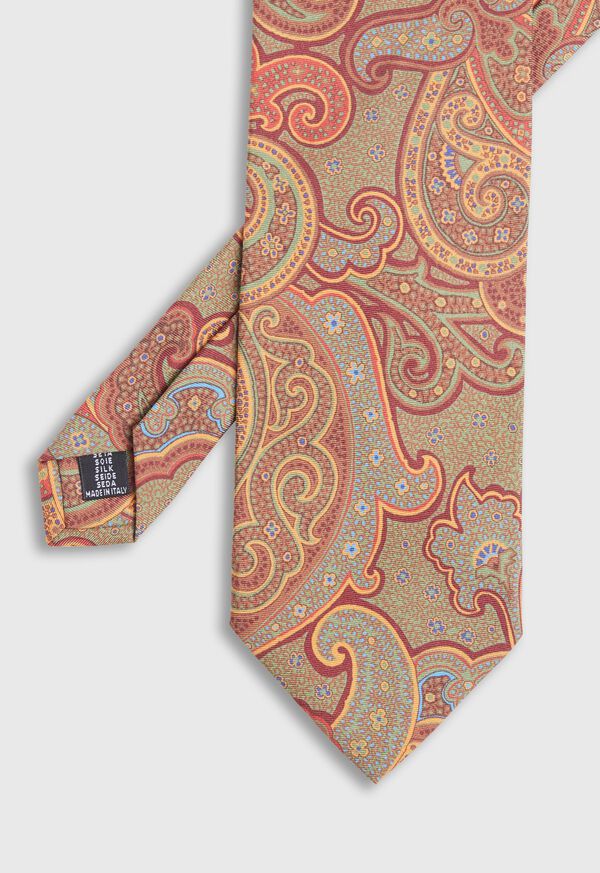 Paul Stuart Gold Paisley Print Tie, image 1