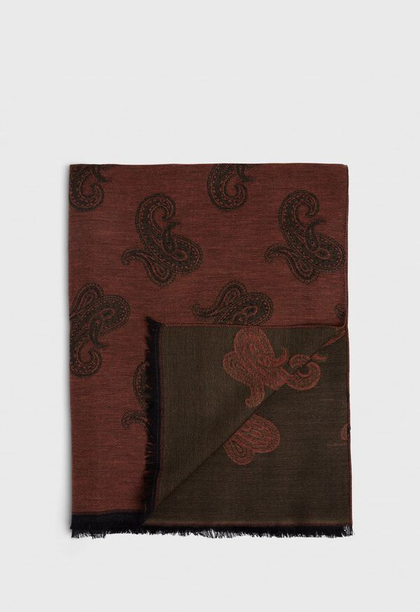 Paul Stuart Jacquard Paisley Wool Blend Scarf, image 1