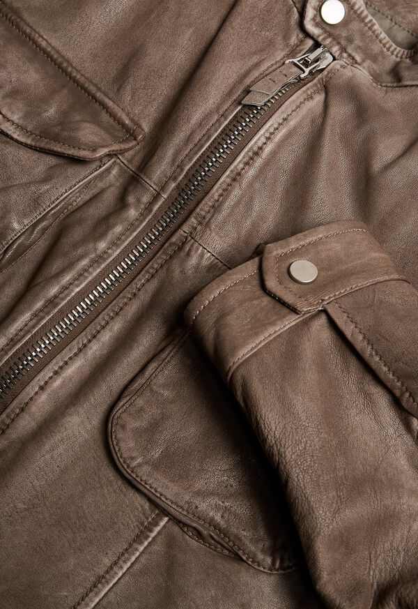 Paul Stuart Distressed Lamb Leather Rider Jacket, image 2