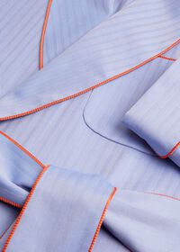 Paul Stuart Blue Herringbone Robe With Orange Trim, thumbnail 2