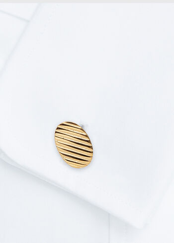 Paul Stuart Gold Vermeil Oval Ribbed Cufflinks