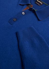 Paul Stuart Cashmere Long Sleeve Polo with Suede, thumbnail 4