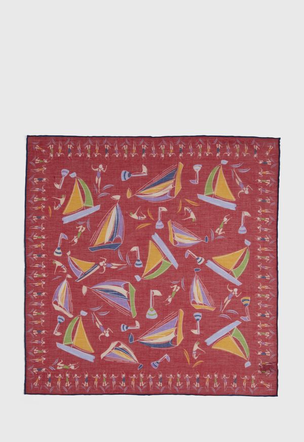 Paul Stuart Vintage Beach Scene Pocket Square, image 3