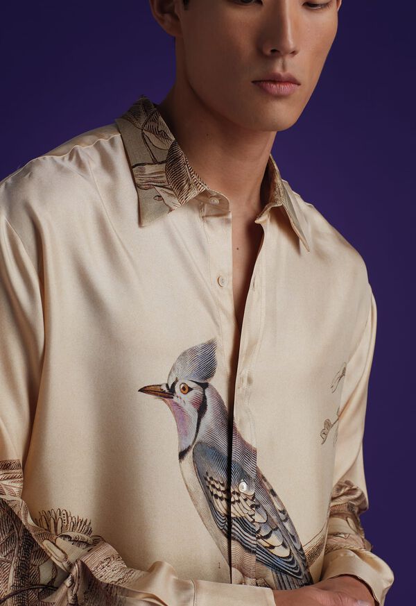 Paul Stuart Our Silk Print Bird Shirt, image 1