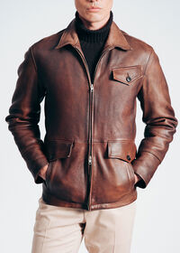 Paul Stuart Distressed Leather Zip Up Jacket, thumbnail 6