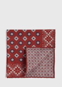 Paul Stuart Reversible Large Print Medallion Pocket Square, thumbnail 1