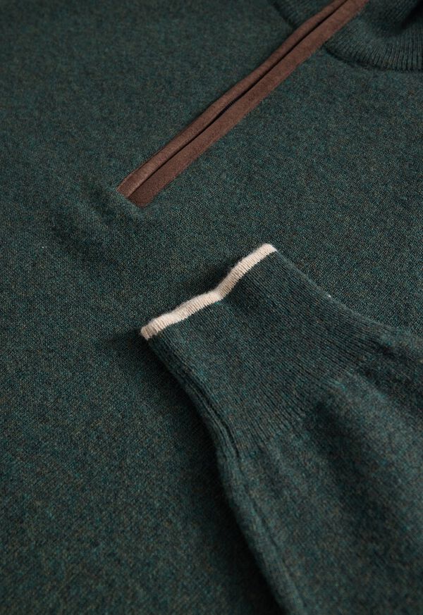 Paul Stuart Suede Trim Quarter Zip Pullover, image 2