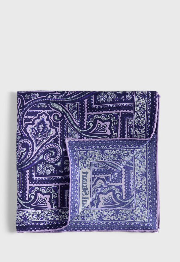 Paul Stuart Printed Silk Paisley Pocket Square, image 1