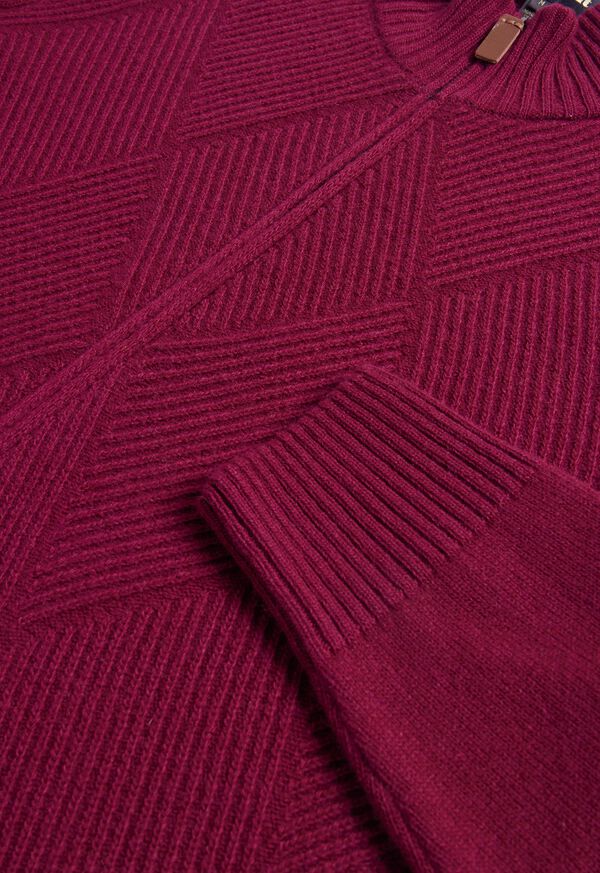 Paul Stuart Wool and Cashmere Zip Jacquard Cardigan, image 3