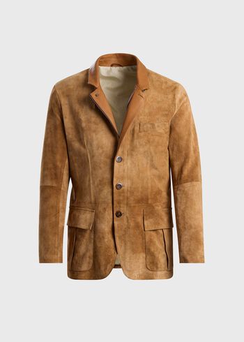 Paul Stuart Raw Edge Distressed Suede Jacket