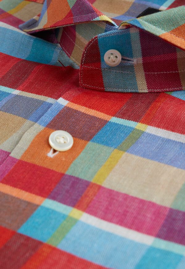 Paul Stuart Printed Linen Plaid Sport Shirt, image 2
