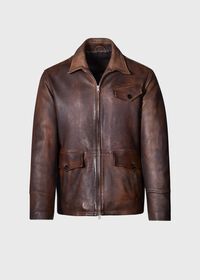 Paul Stuart Distressed Leather Zip Up Jacket, thumbnail 1