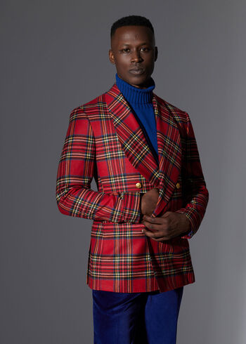 Paul Stuart Plaid Double Breasted Dinner Jacket
