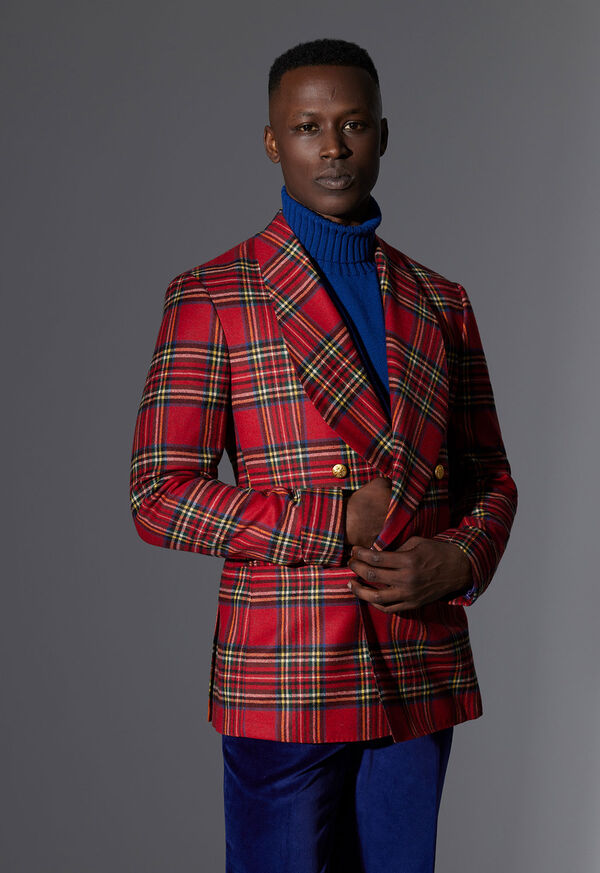 Paul Stuart Plaid Double Breasted Dinner Jacket, image 2